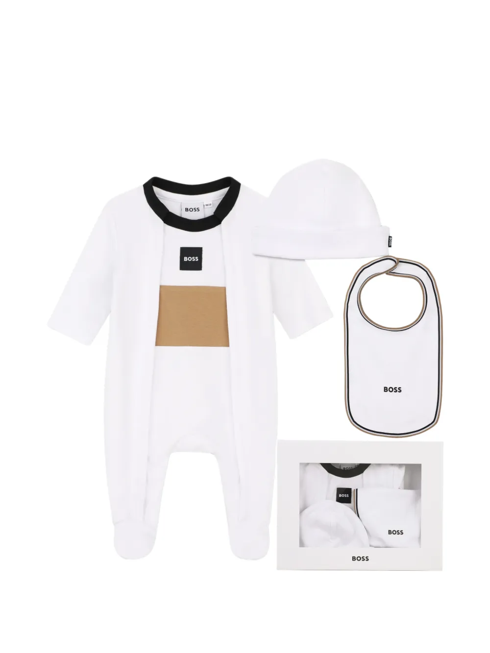 BOSS Kidswear logo-patch three-piece pajama set - Weiß