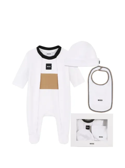 BOSS Kidswear logo-patch three-piece pajama set