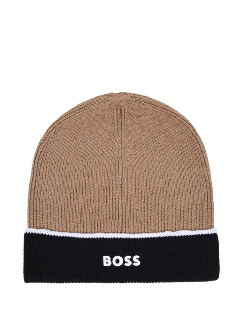 BOSS Kidswear logo-print knitted beanie
