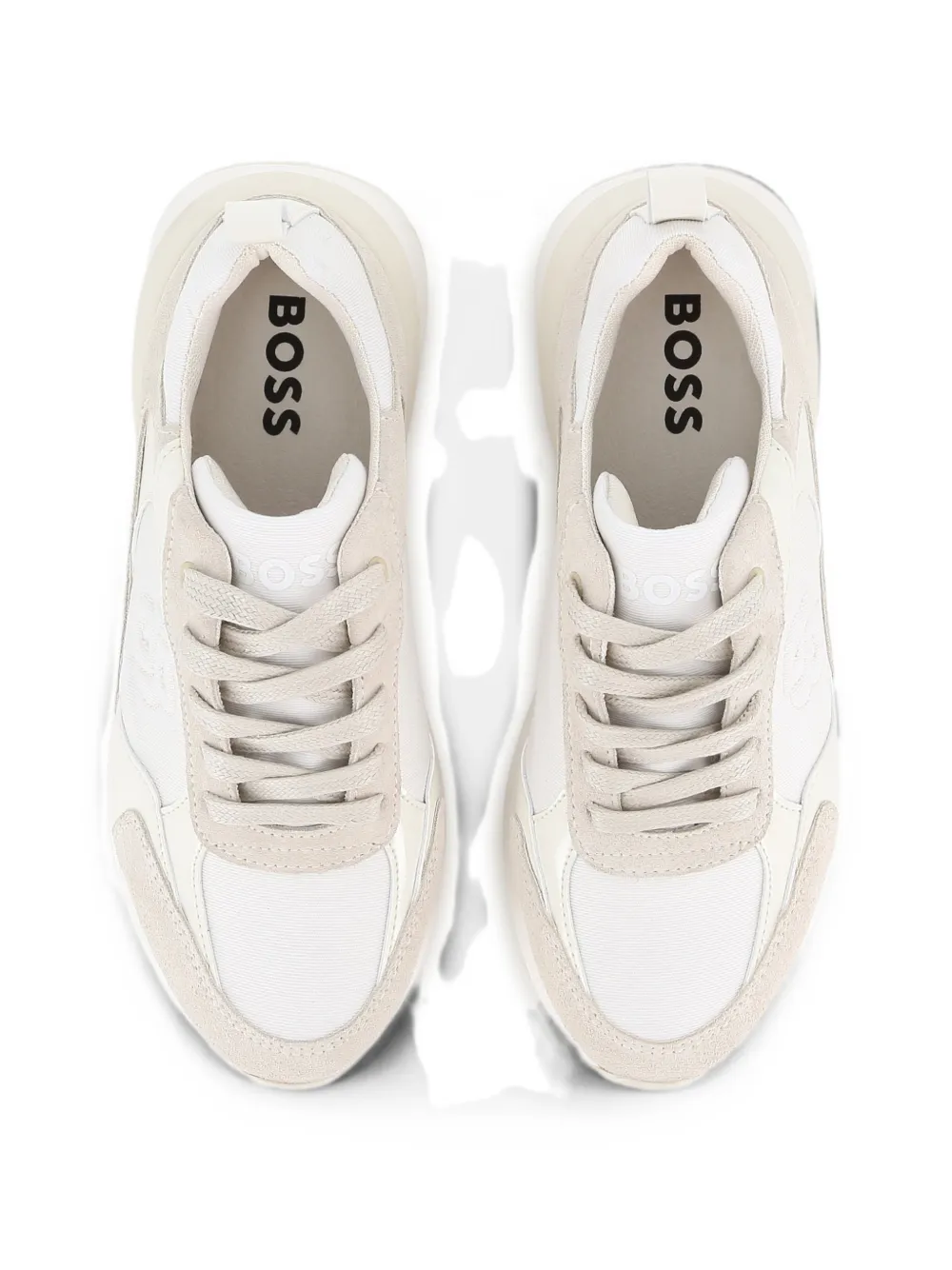 BOSS Kidswear logo-patch panelled sneakers Beige