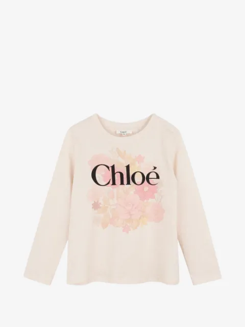 Chloé Kids floral-print long-sleeve T-shirt