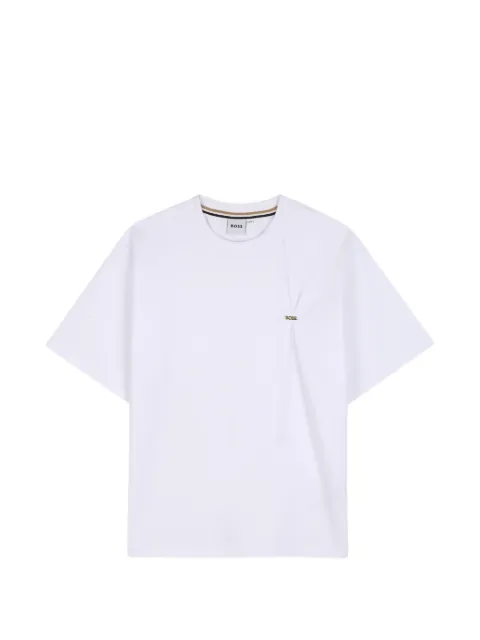 BOSS Kidswear logo-plaque pleated T-shirt