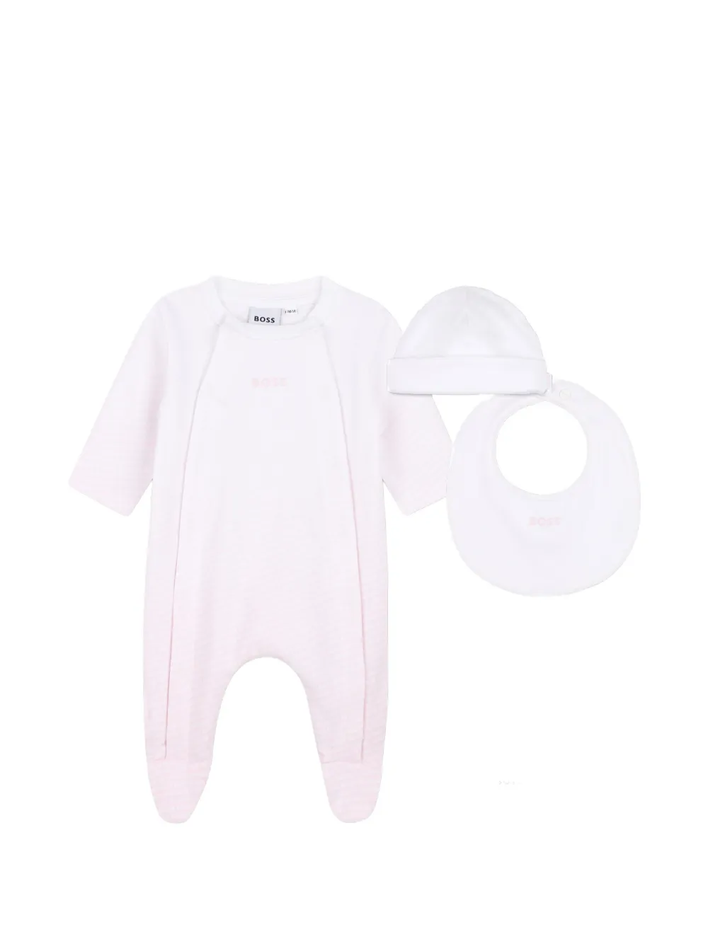 BOSS Kidswear Set aus Pyjama, Hut und Lätzchen mit Logo-Print - Weiß