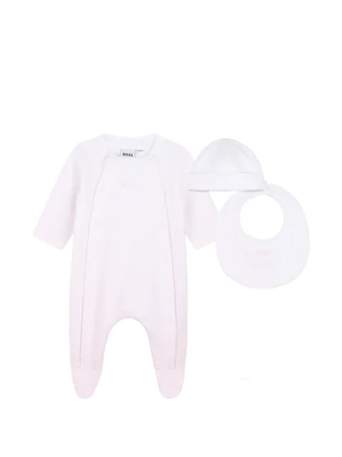 BOSS Kidswear Pyama, slabbetje en muts met logo-print