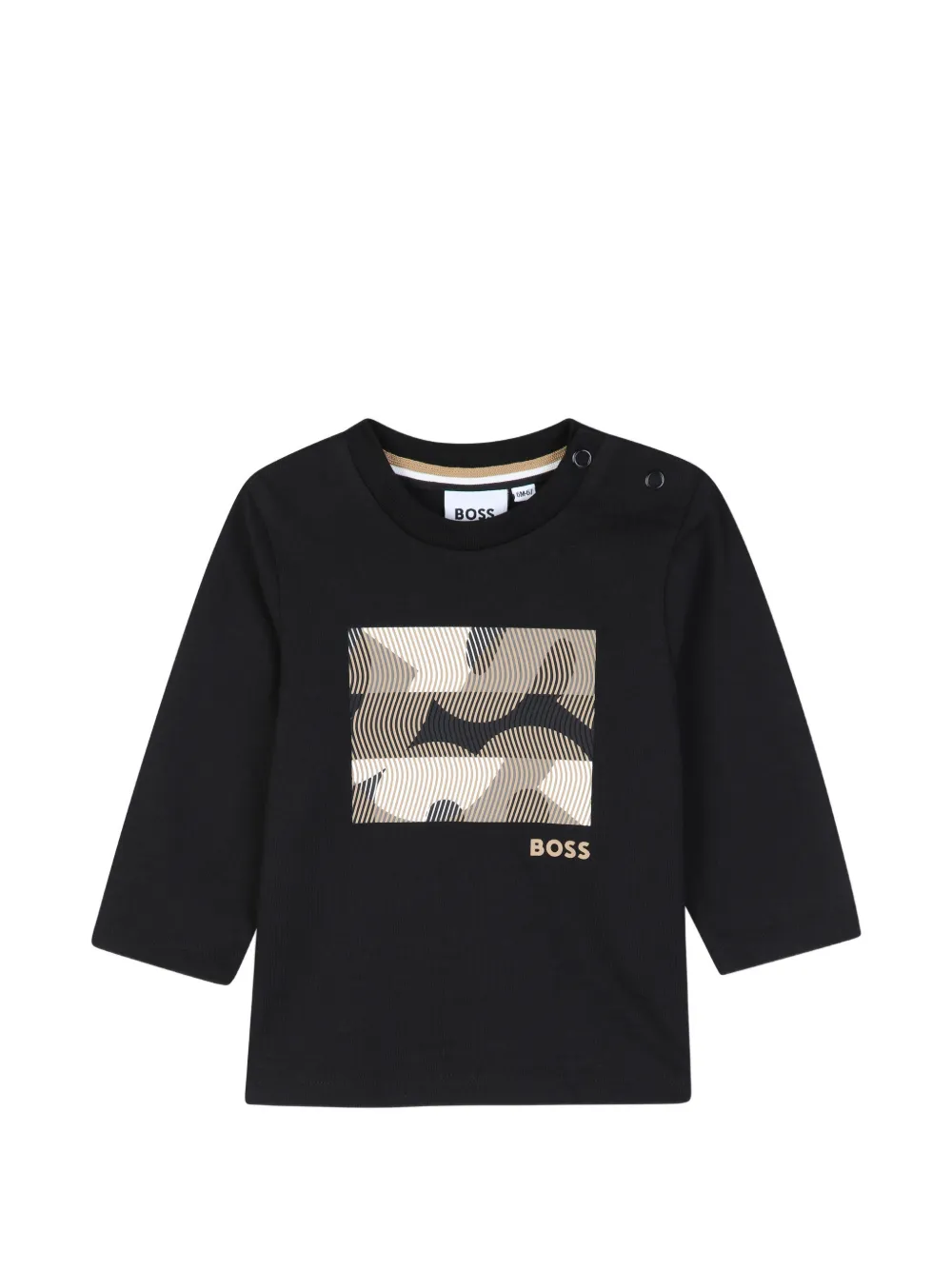 BOSS Kidswear T-shirt con stampa grafica e maniche lunghe - Nero
