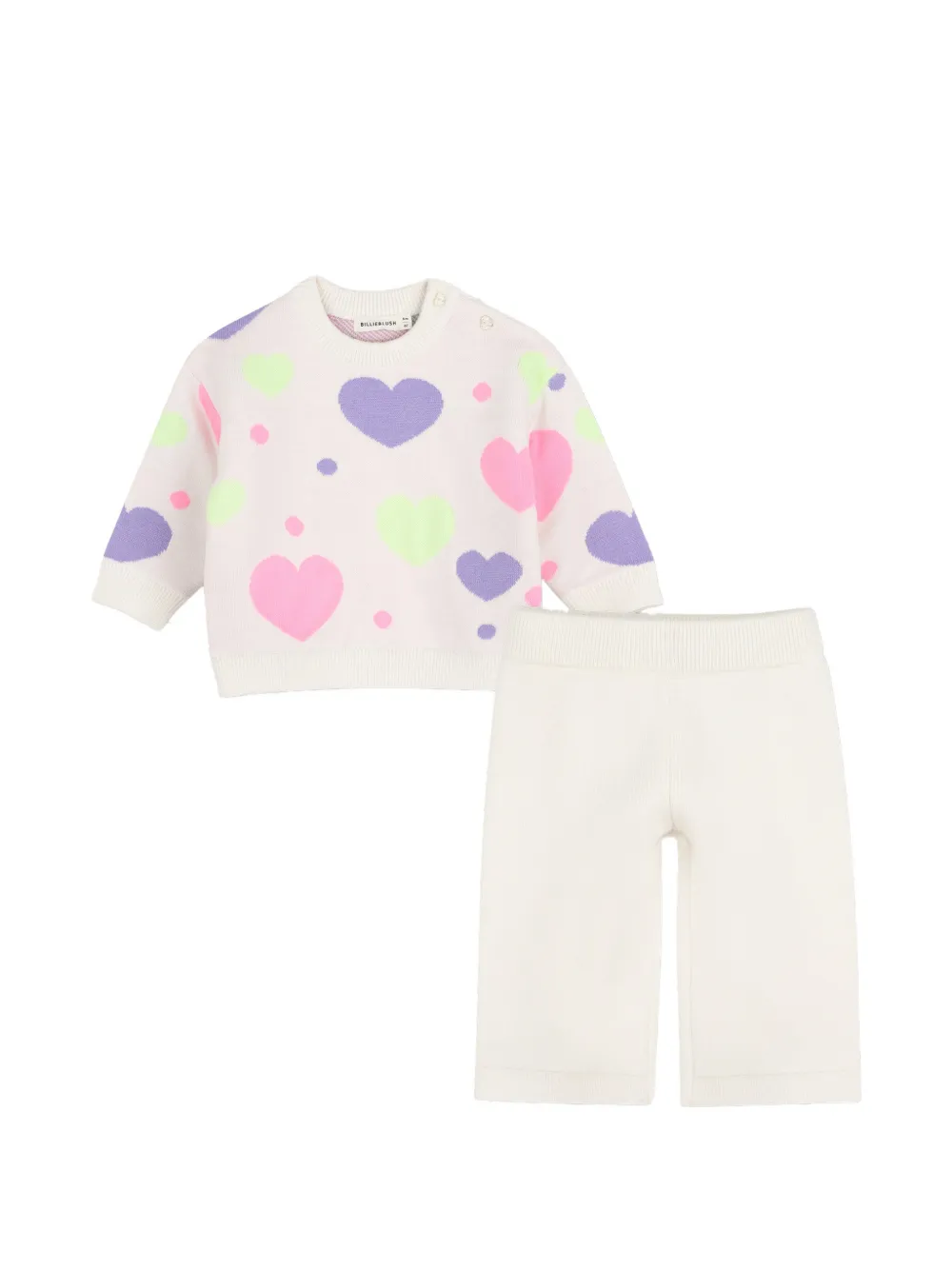 Billieblush heart-intarsia knitted sweater and trousers set - Neutrals