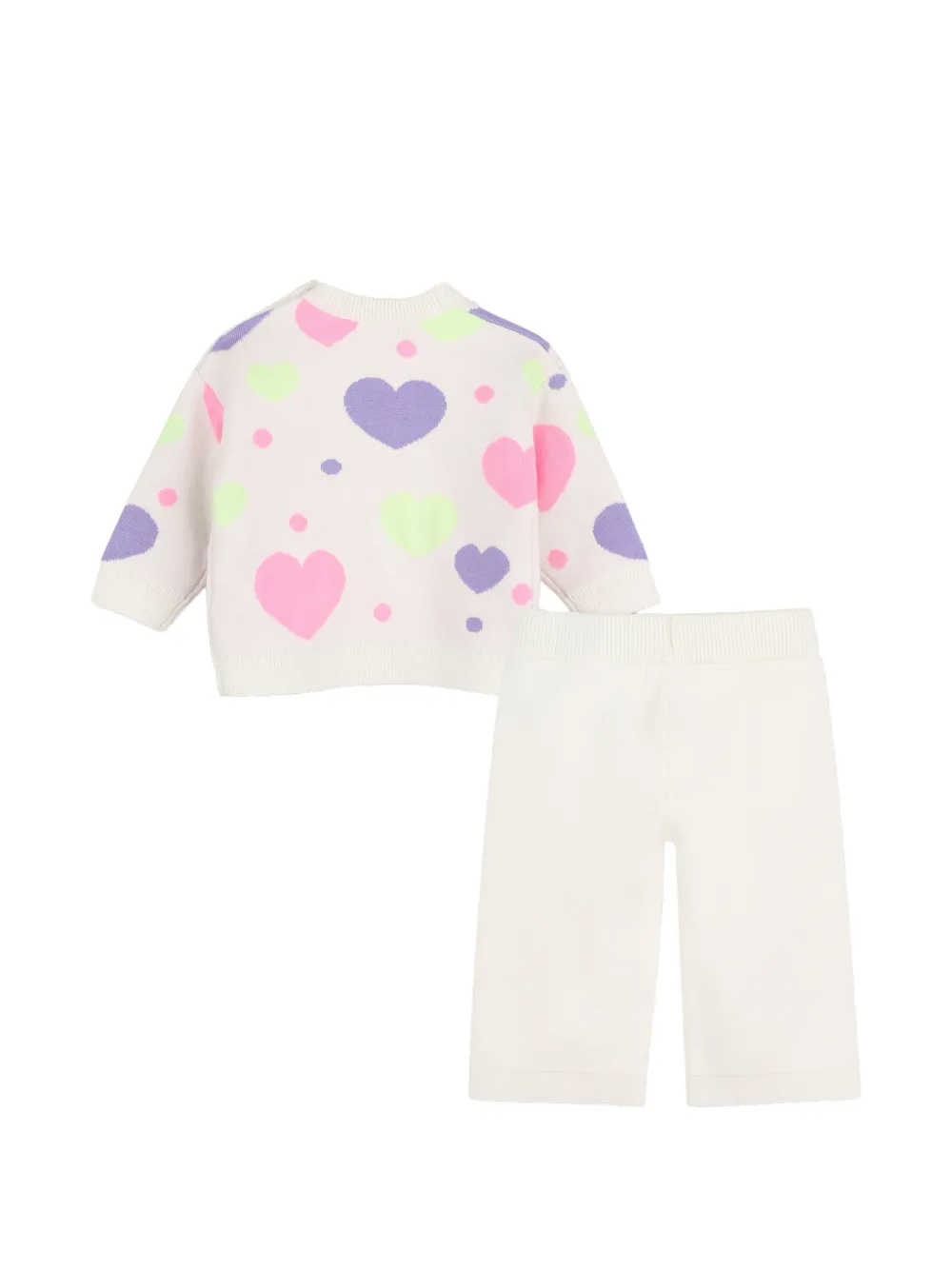 Billieblush Gebreide trui en broek met hart-intarsia Beige