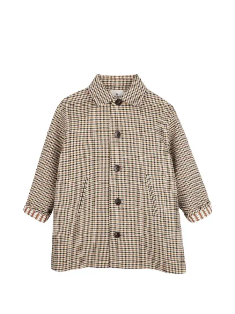 Kids Around gingham-check front-button coat