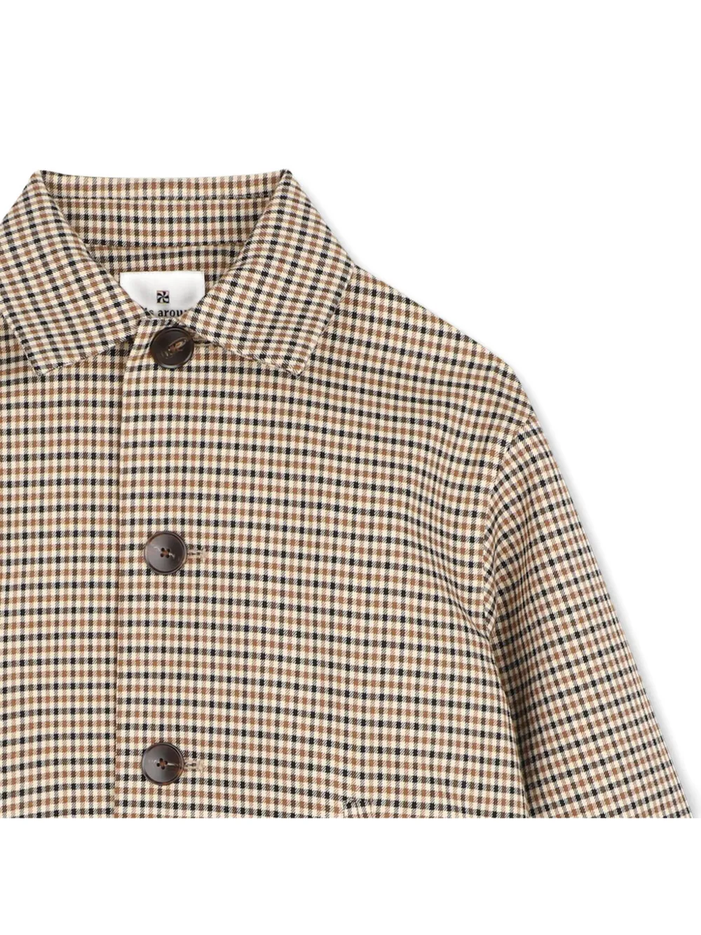 Kids Around Jas met gingham-ruit en knopen Beige