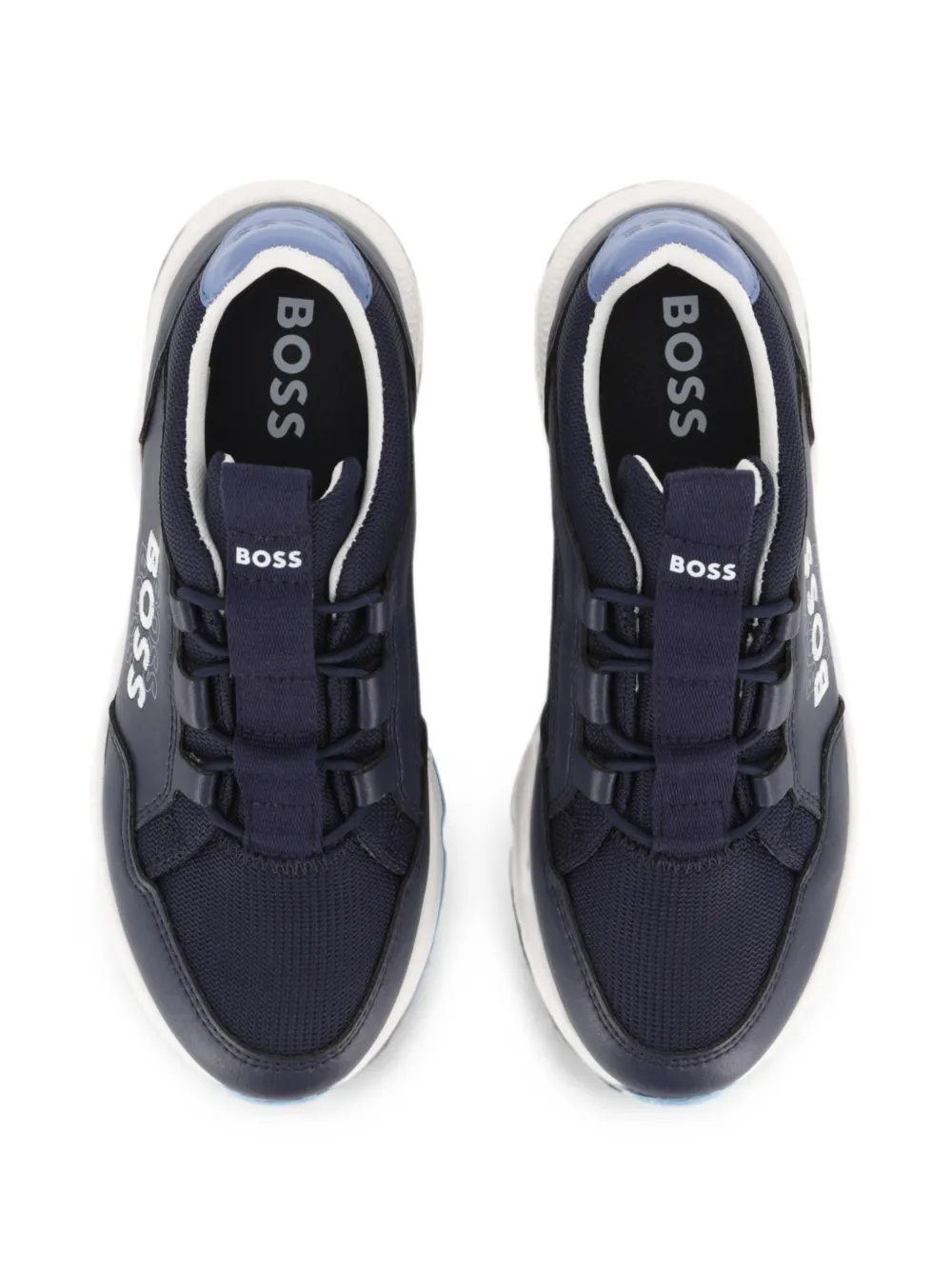 BOSS Kidswear logo-print mesh-panel sneakers Blauw