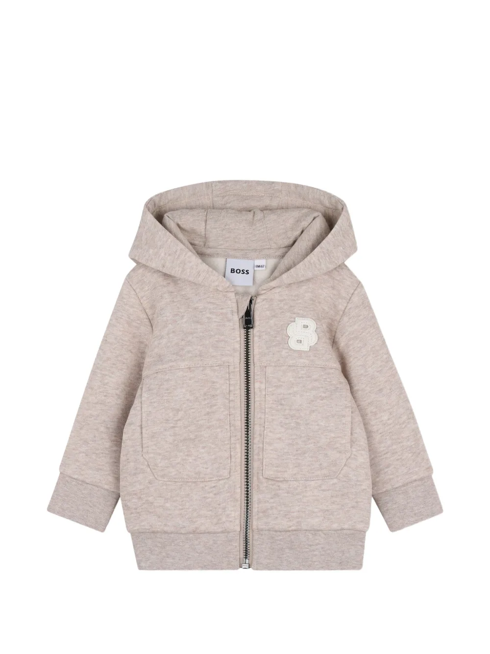 BOSS Kidswear Hoodie en broek met logo-patch Beige