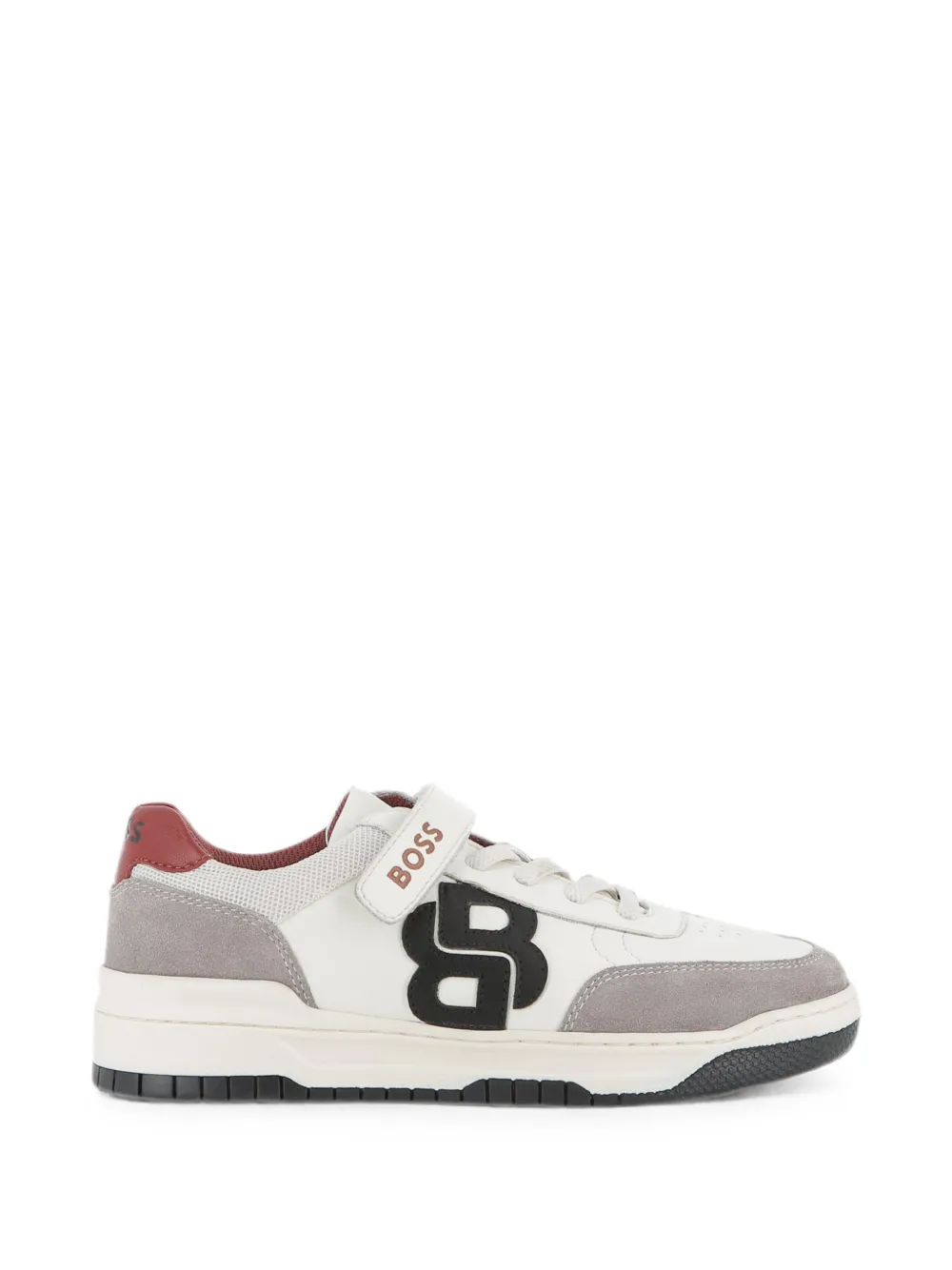 BOSS Kidswear Sneakers met dubbele B-patch en klittenband Wit
