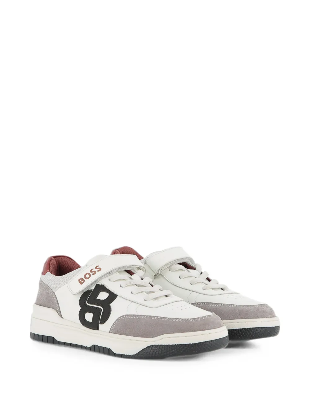BOSS Kidswear Sneakers met dubbele B-patch en klittenband Wit