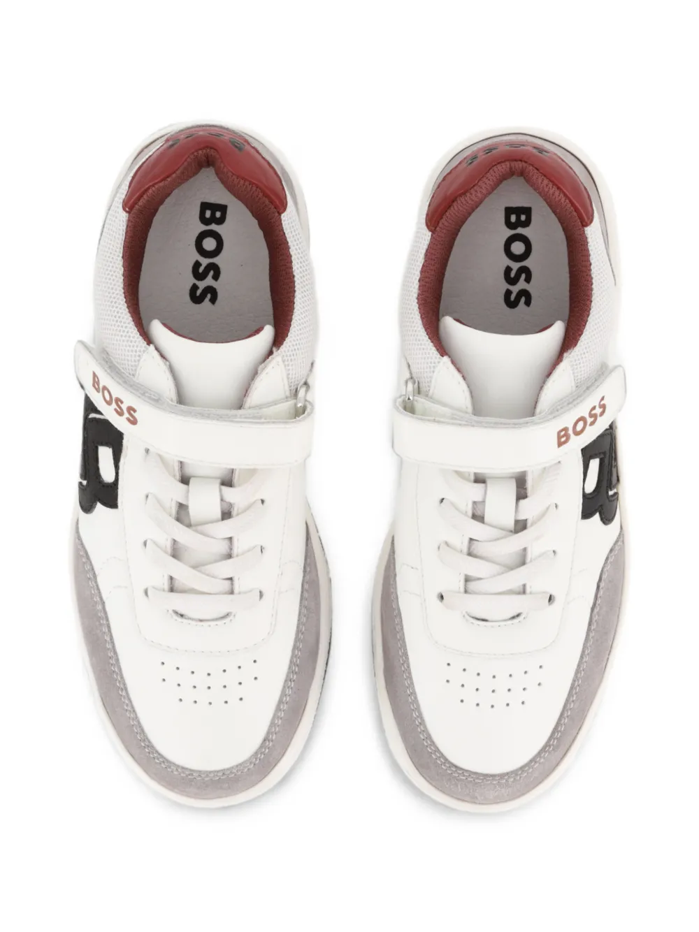 BOSS Kidswear Sneakers met dubbele B-patch en klittenband Wit