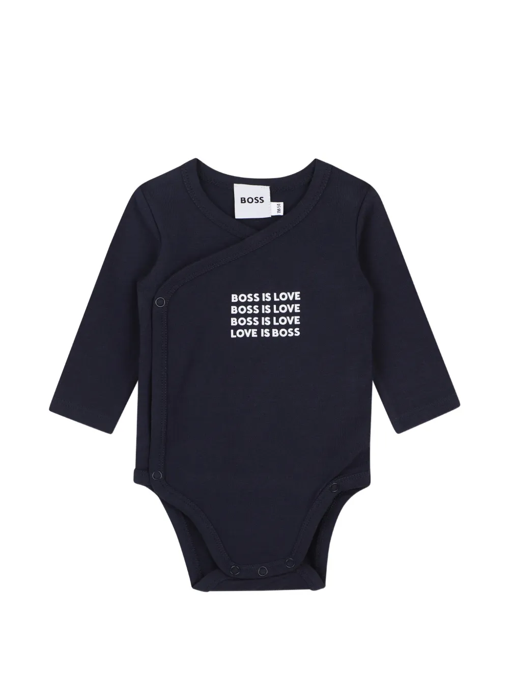 BOSS Kidswear Vijf rompers met logo-print en wikkel-design Blauw