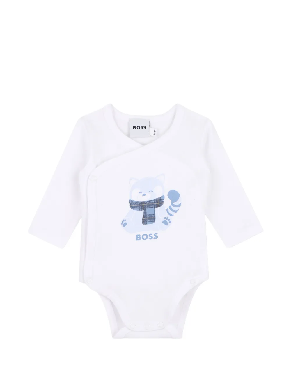 BOSS Kidswear Vijf rompers met logo-print en wikkel-design Blauw