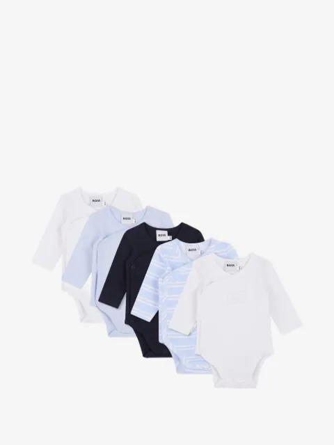 BOSS Kidswear logo-print wrap-style bodysuits (set of five)