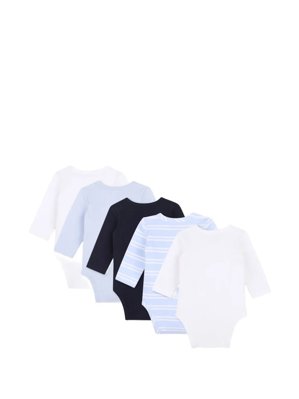 BOSS Kidswear Vijf rompers met logo-print en wikkel-design Blauw