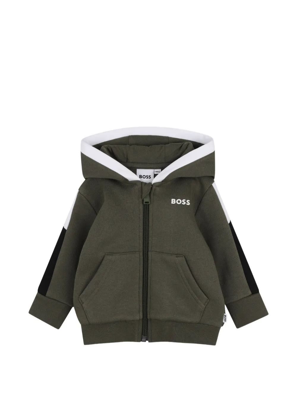 BOSS Kidswear Felpa con cappuccio, zip e logo - Verde