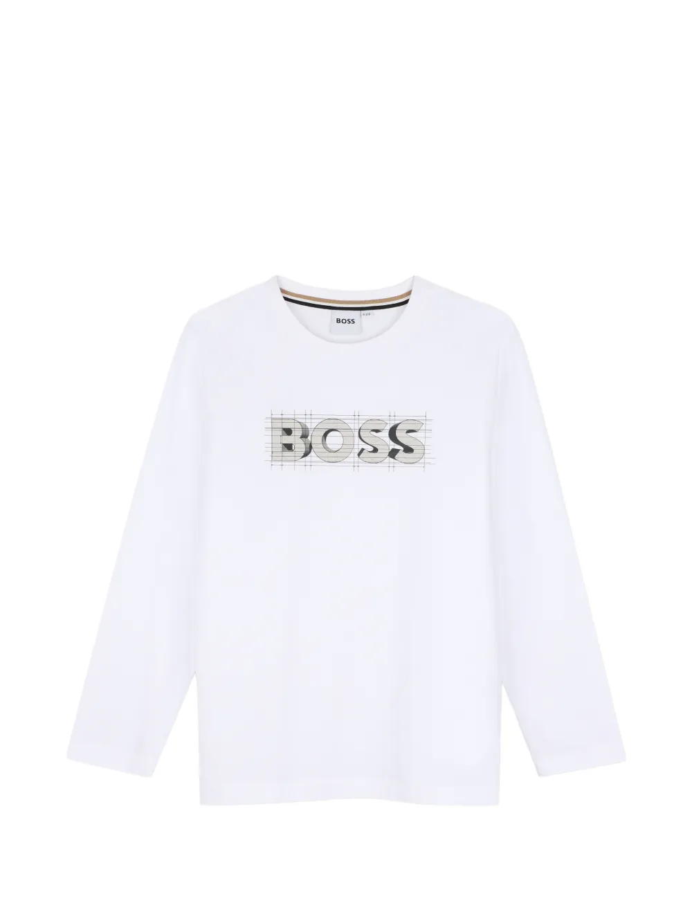 BOSS Kidswear T-shirt a maniche lunghe con logo - Bianco