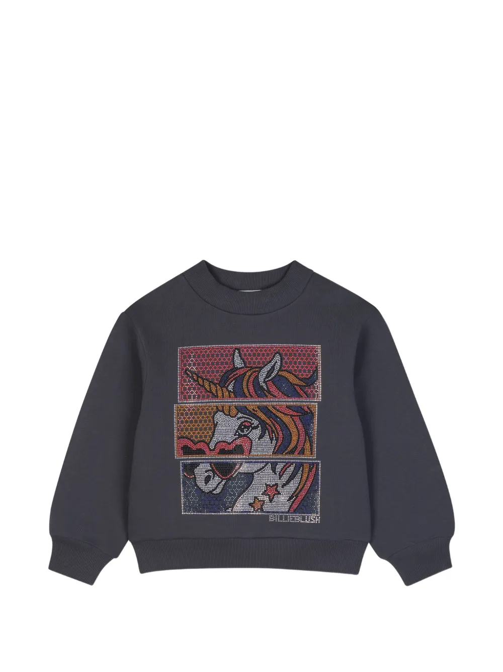 Billieblush rhinestone-embellished unicorn-print sweatshirt - Grey