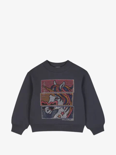 Billieblush sudadera con estampado de unicornio y detalles de strass