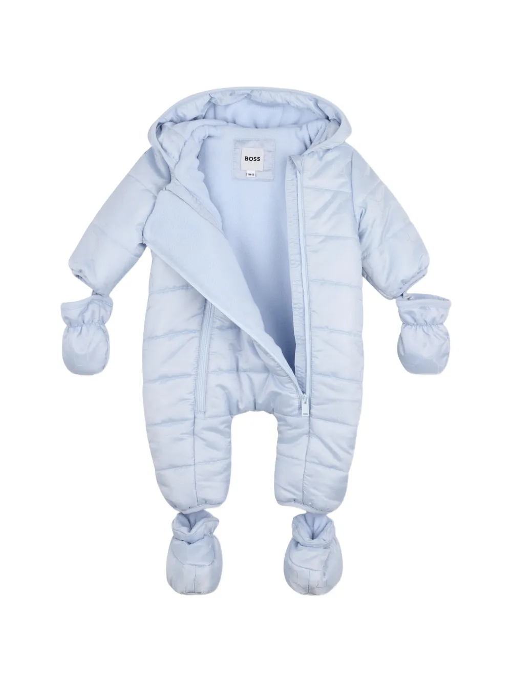 BOSS Kidswear Gewatteerd skipak met logo-print Blauw