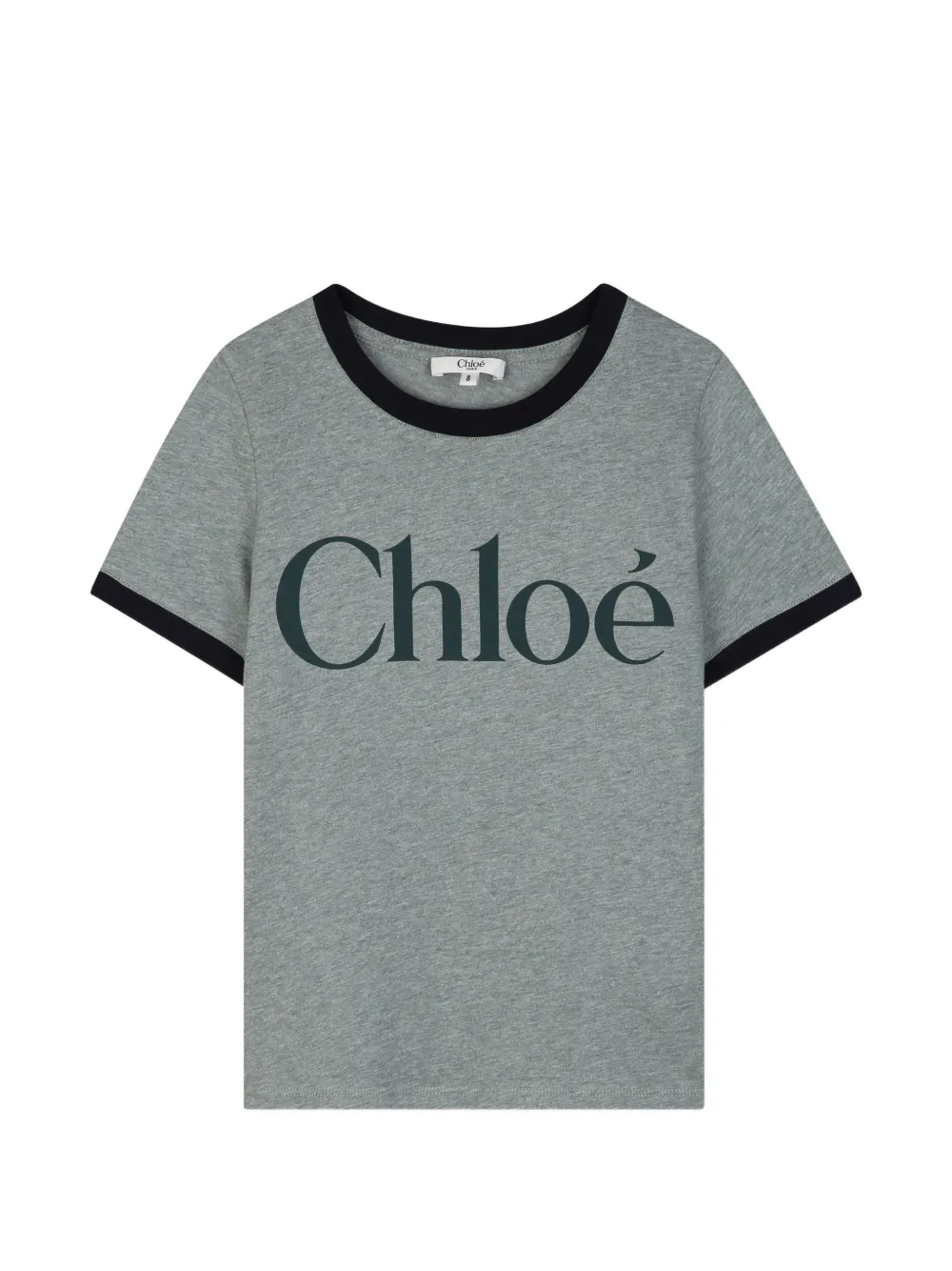 Chloé Kids logo-print ringer T-shirt - Grigio