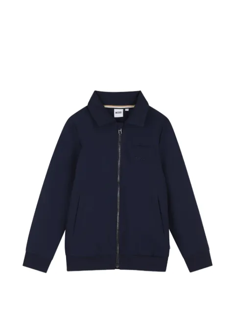 BOSS Kidswear zip-up collared cardigan