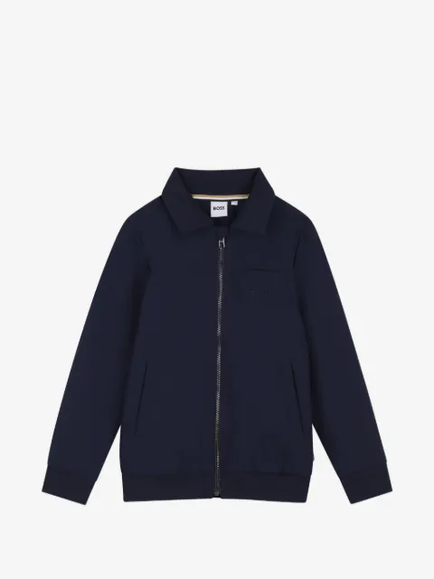 BOSS Kidswear zip-up collared cardigan