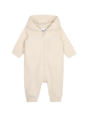 Moncler Enfant Teddy Hooded Baby Grow | Neutrals | FARFETCH