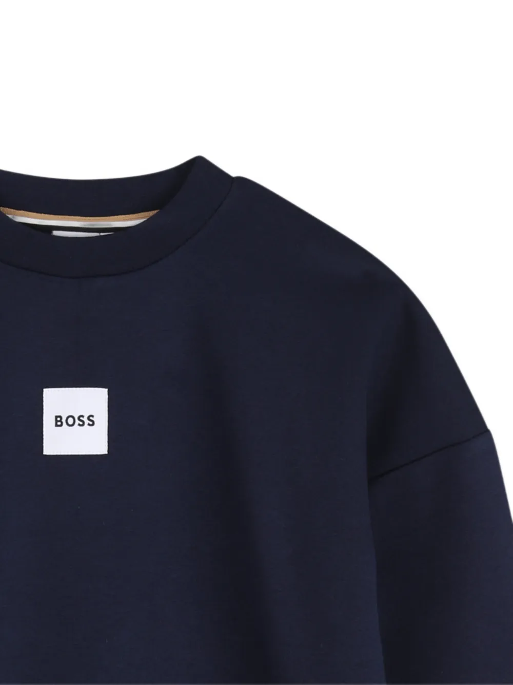 BOSS Kidswear logo-patch drop-shoulder hoodie Blauw