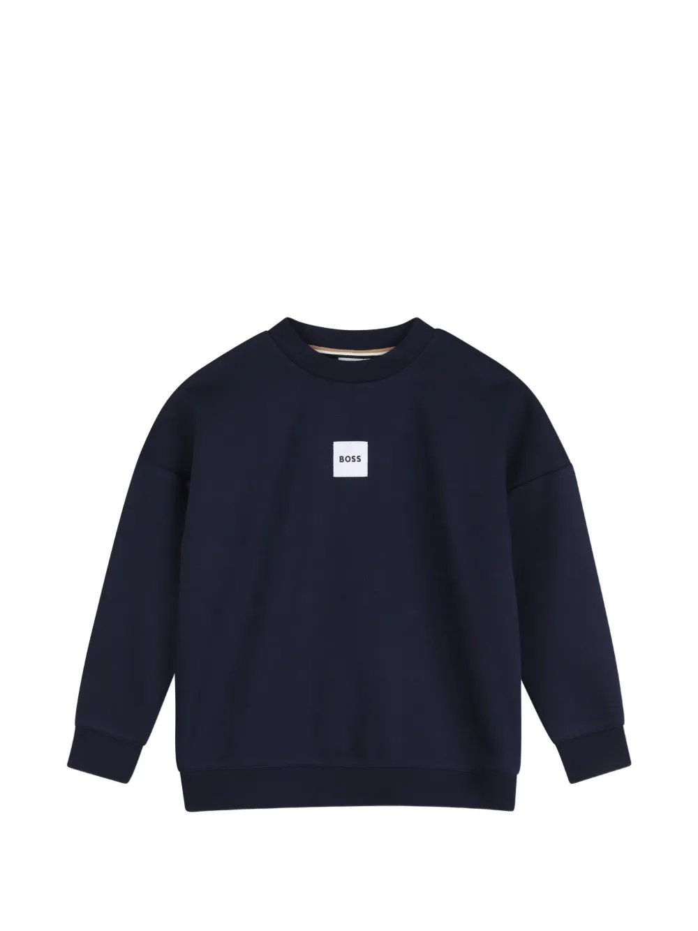 BOSS Kidswear logo-patch drop-shoulder hoodie - Blu