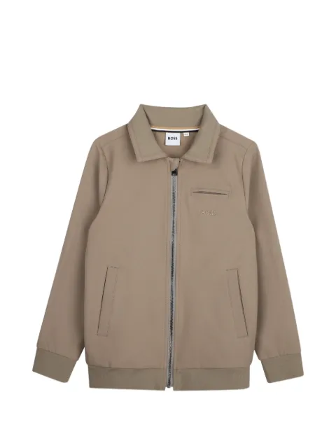 BOSS Kidswear zip-up logo-embroidered jacket
