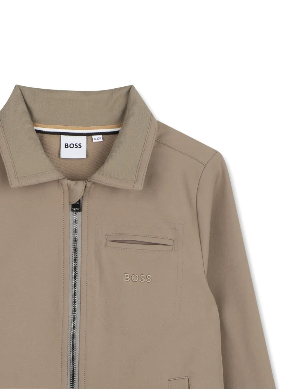 BOSS Kidswear Jack met geborduurd logo en rits Beige