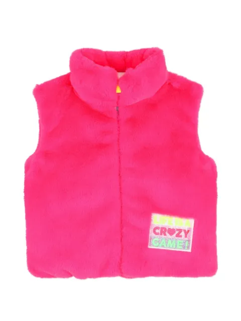 Billieblush faux-fur logo-patch waistcoat