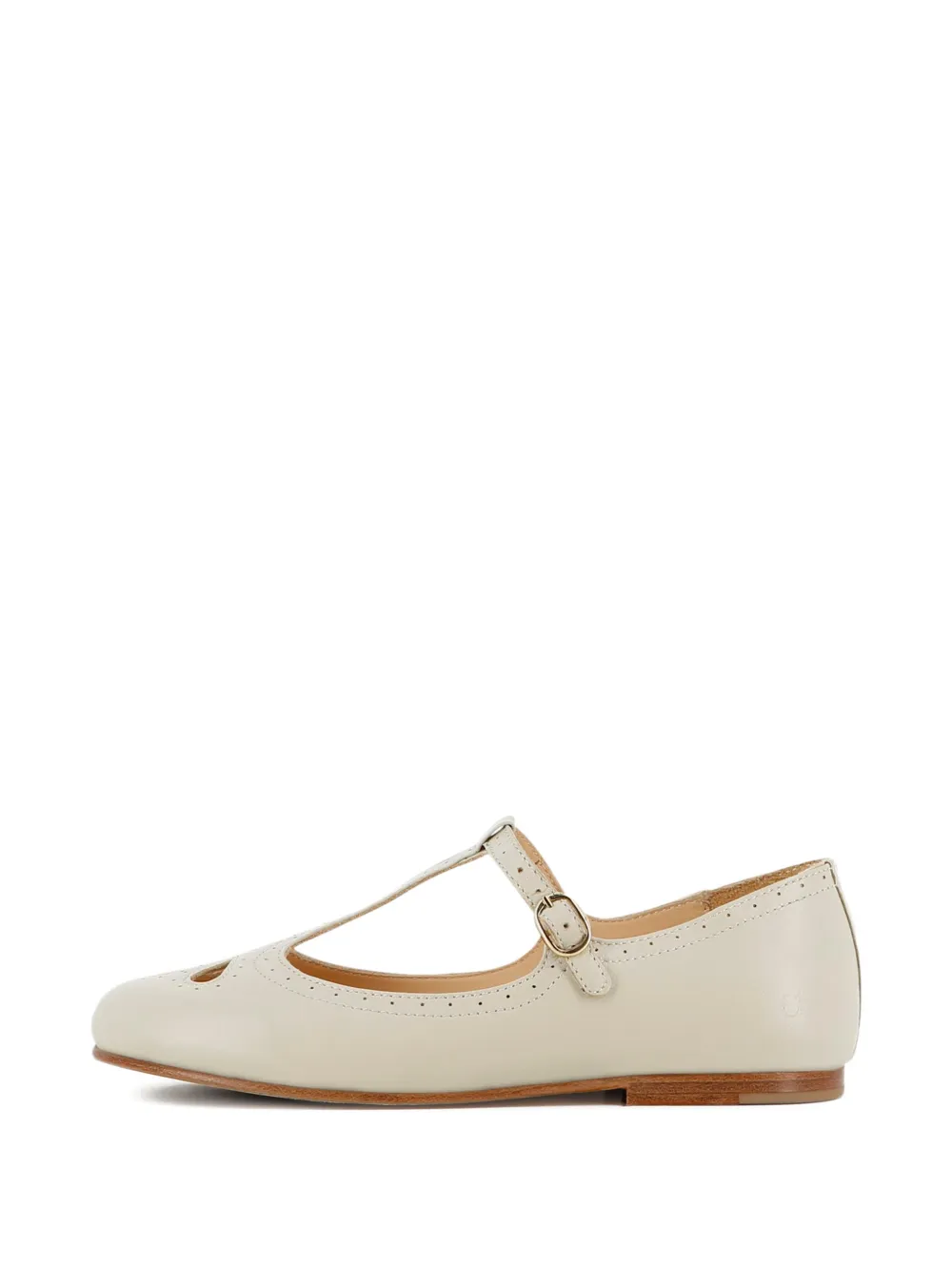 Chloé Kids Ballerina's met T-bandje en geperforeerde details Beige
