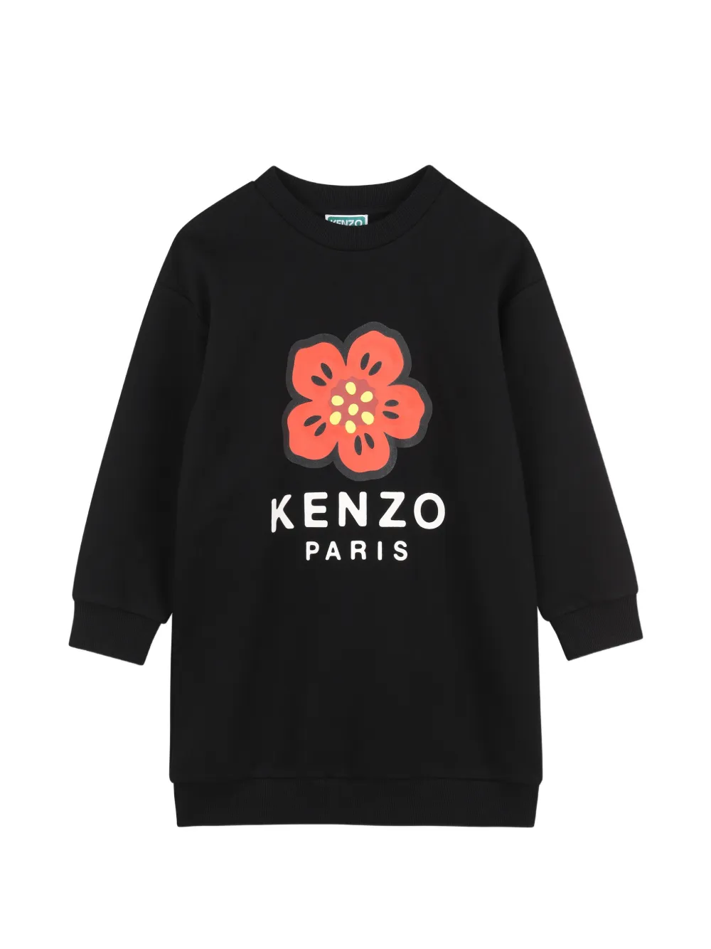 Kenzo Kids Abito Boke Flower con logo - Nero