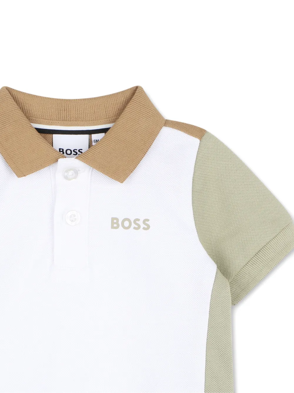 BOSS Kidswear Piqué poloshirt met colourblocking Wit