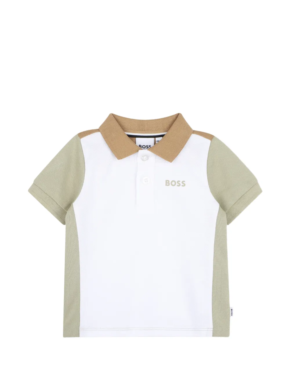 BOSS Kidswear Polo in piqué con design color-block - Bianco