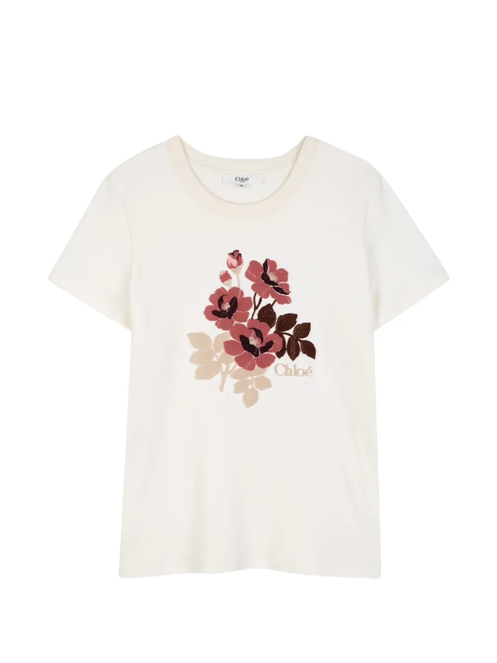 Chloé Kids T-shirt con ricamo a fiori - Toni neutri