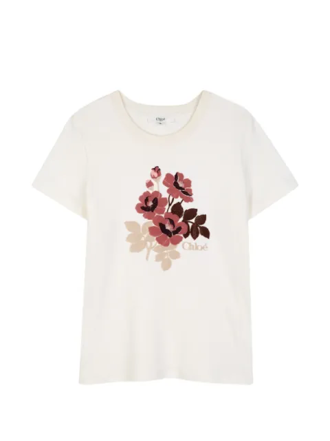 Chloé Kids Camiseta com bordado floral