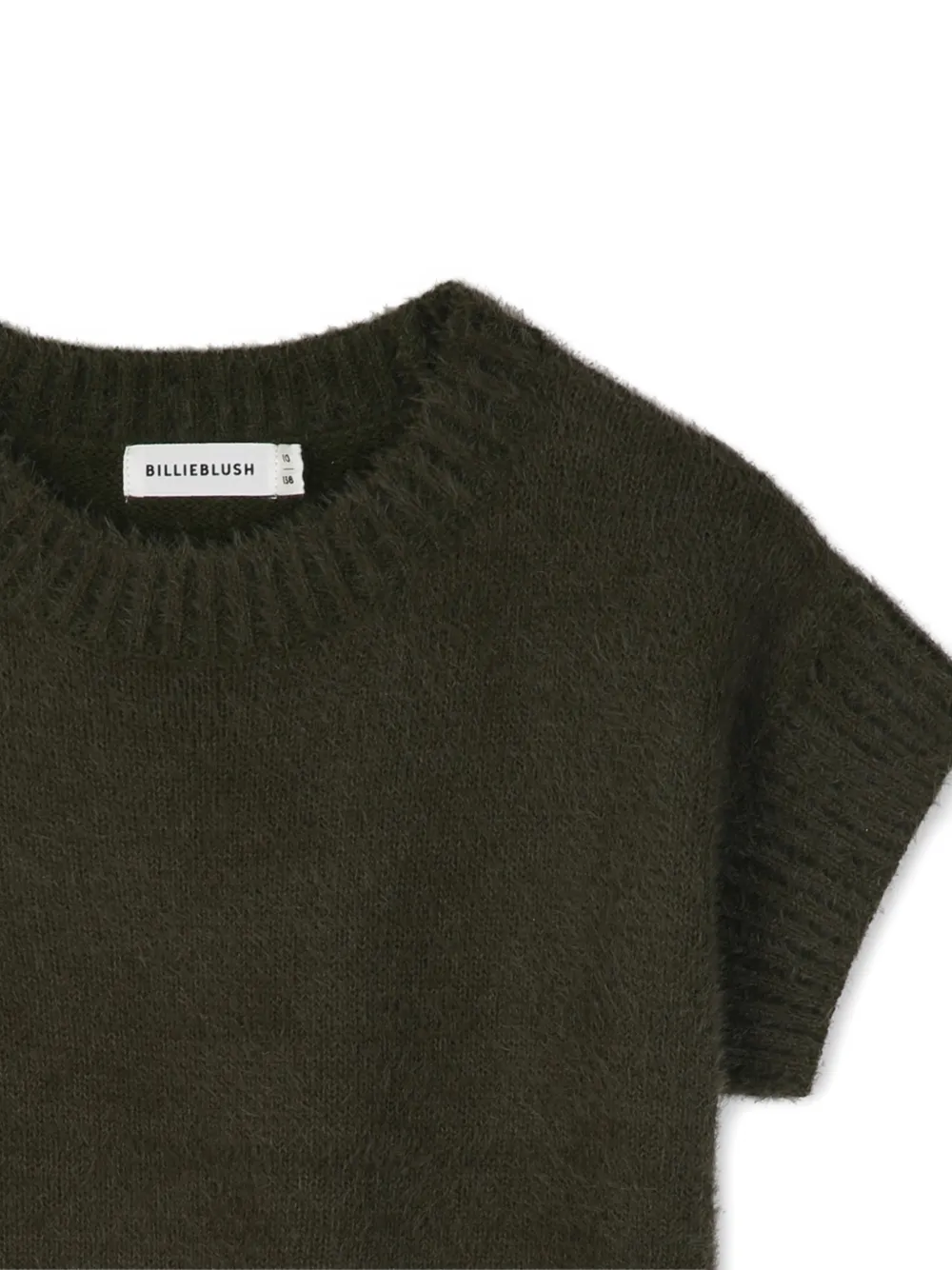 Billieblush Ribgebreide trui met logo-patch en korte mouwen Groen
