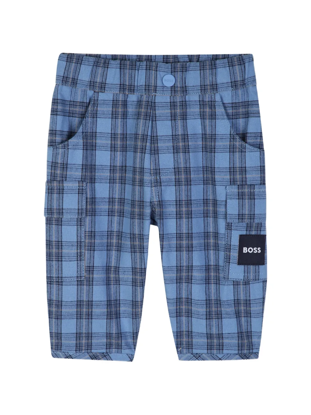 BOSS Kidswear Geruite sweater en broek Blauw