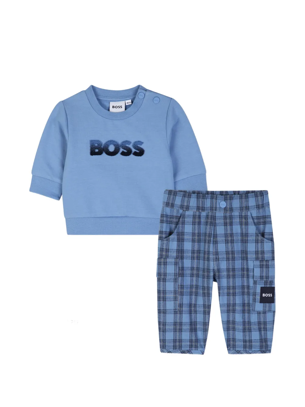 BOSS Kidswear Set felpa e pantaloni a quadri - Blu