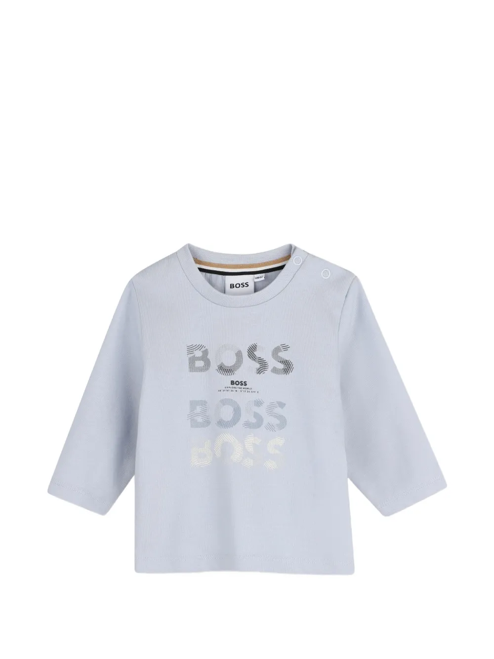 BOSS Kidswear T-shirt a maniche lunghe con logo - Blu