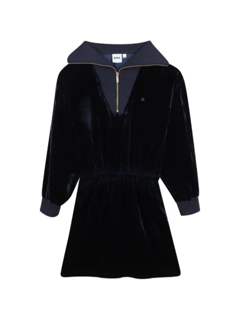 BOSS Kidswear velvet quarter-zip dress