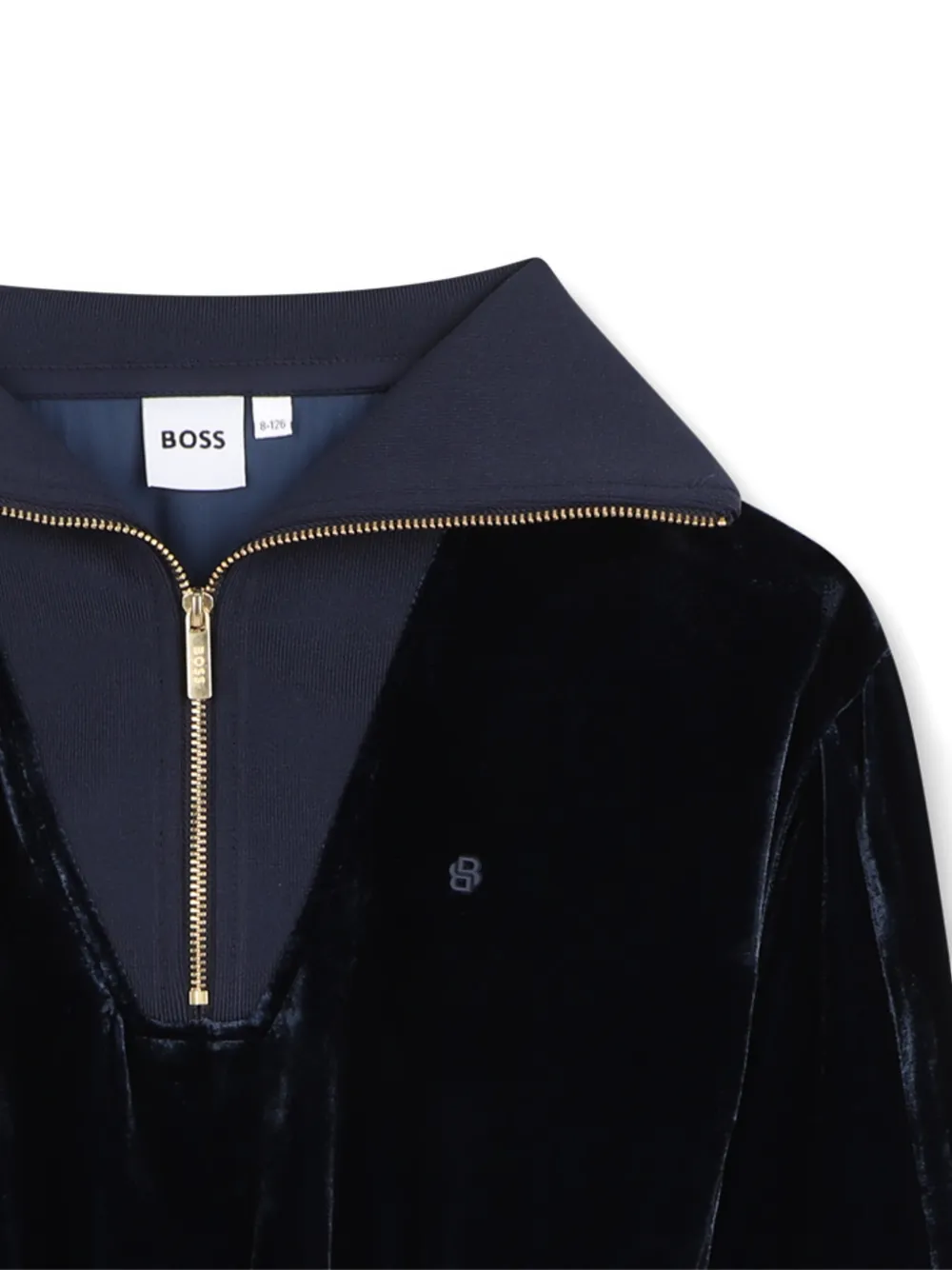 BOSS Kidswear Fluwelen jurk met kwartrits Blauw