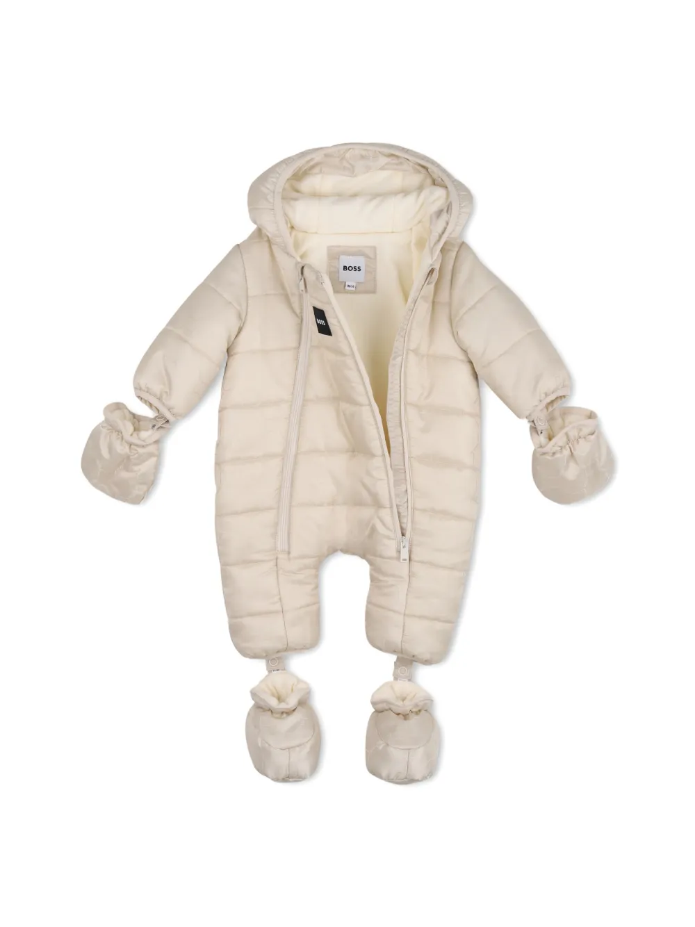 BOSS Kidswear Gewatteerd skipak met logo-print Beige