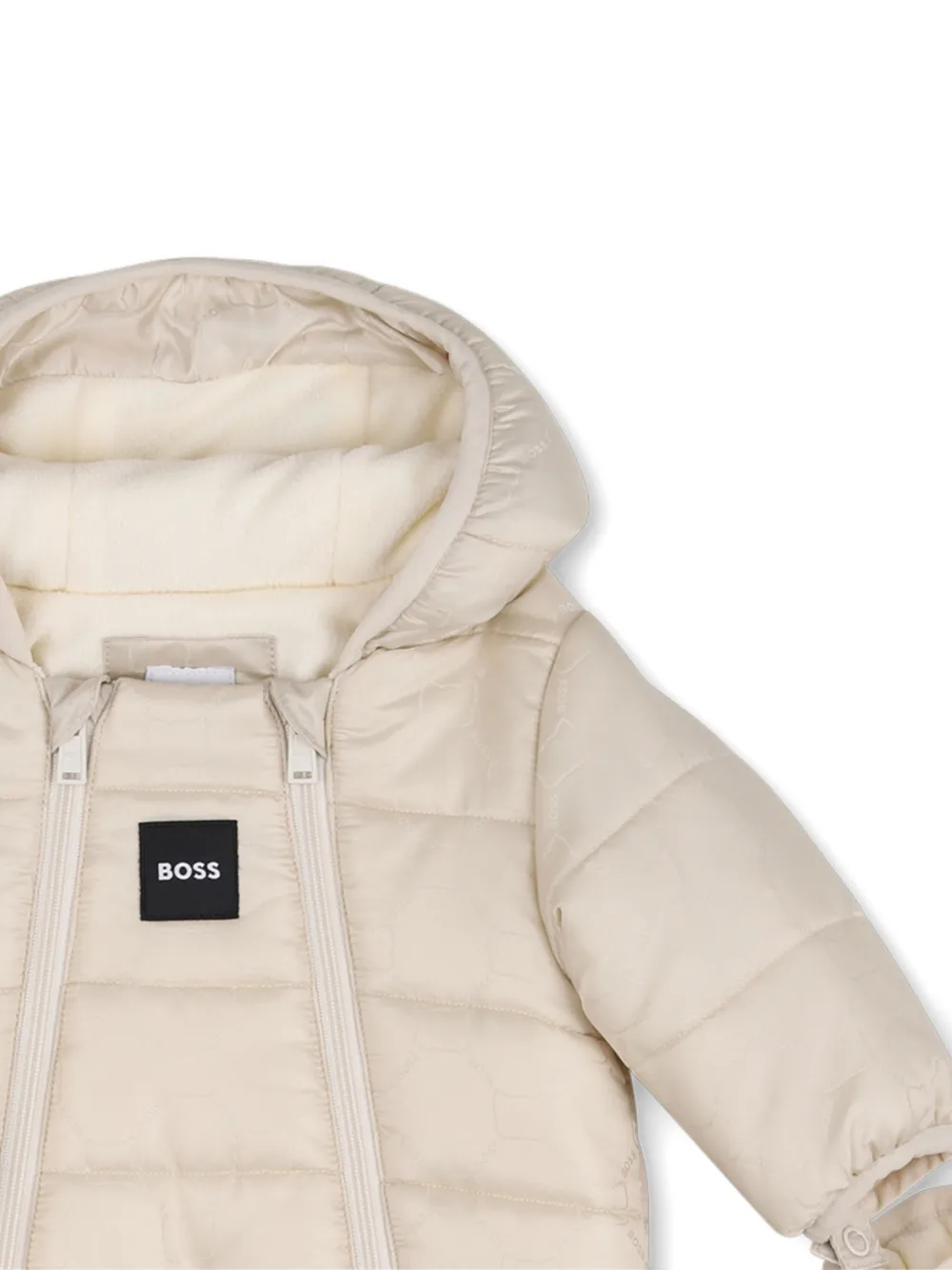 BOSS Kidswear Gewatteerd skipak met logo-print Beige